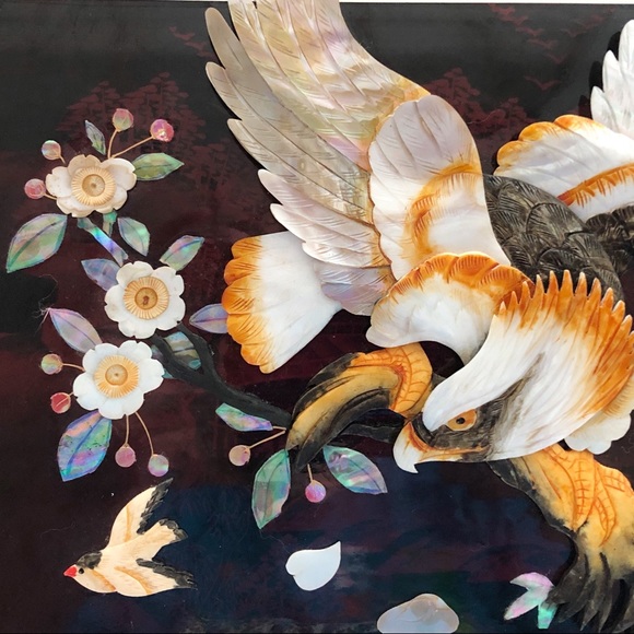 Stunning Vintage Asian Carved Eagle Abalone Inlay Photo Album - Picture 6 of 16